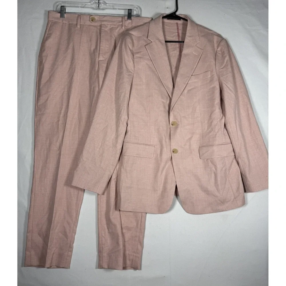 Banana Republic Suit Sport Blazer 38R Pink Rayon Unlined Tailored Pants 32x30